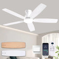 52 Inch White Modern Ceiling Fan with Lights and Remote - Quiet DC