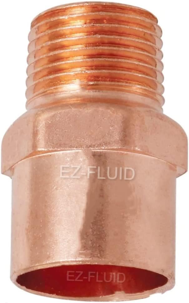 EZ-FLUID Plumbing 3/4in Solder x 1/2in MIP Copper Male Adapter