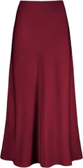 Women's Satin High Waisted Maxi Skirts - Flattering A-Line Maxi