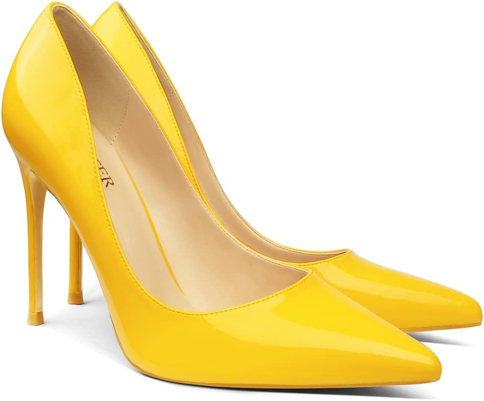 COLETER Women's 4 Inch Pumps Pointy Toe Wedding Dress Shoes