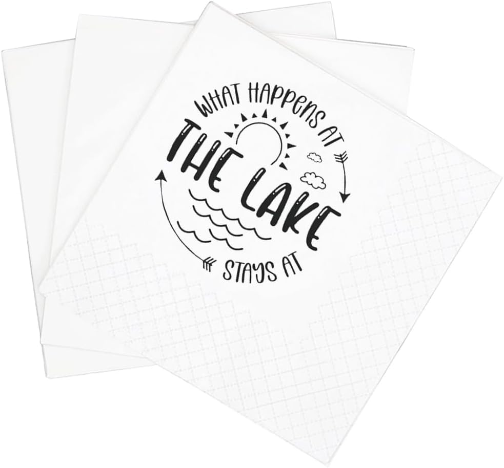 SharkBliss Lake Quotes Cocktail Napkins: Lakeside Laughter!