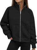 Trendy Queen Womens Zip Up Hoodies Cropped Crewneck - Cozy Fall Layer