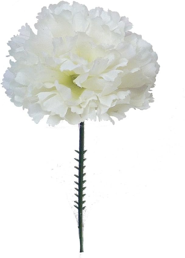 Lifelike Cream White Silk Carnation Picks for Weddings & Events