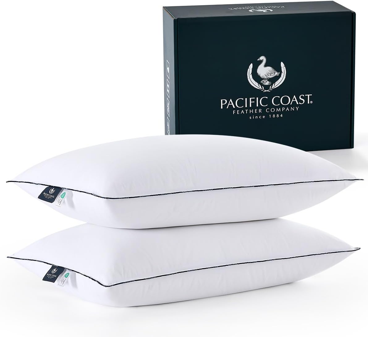 Goose Down Fiber Bed Pillows for Sleeping - Queen Size Set