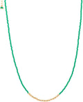 POSHPENDANT Gold Brass & Natural Gemstone Beaded Necklace - Dainty