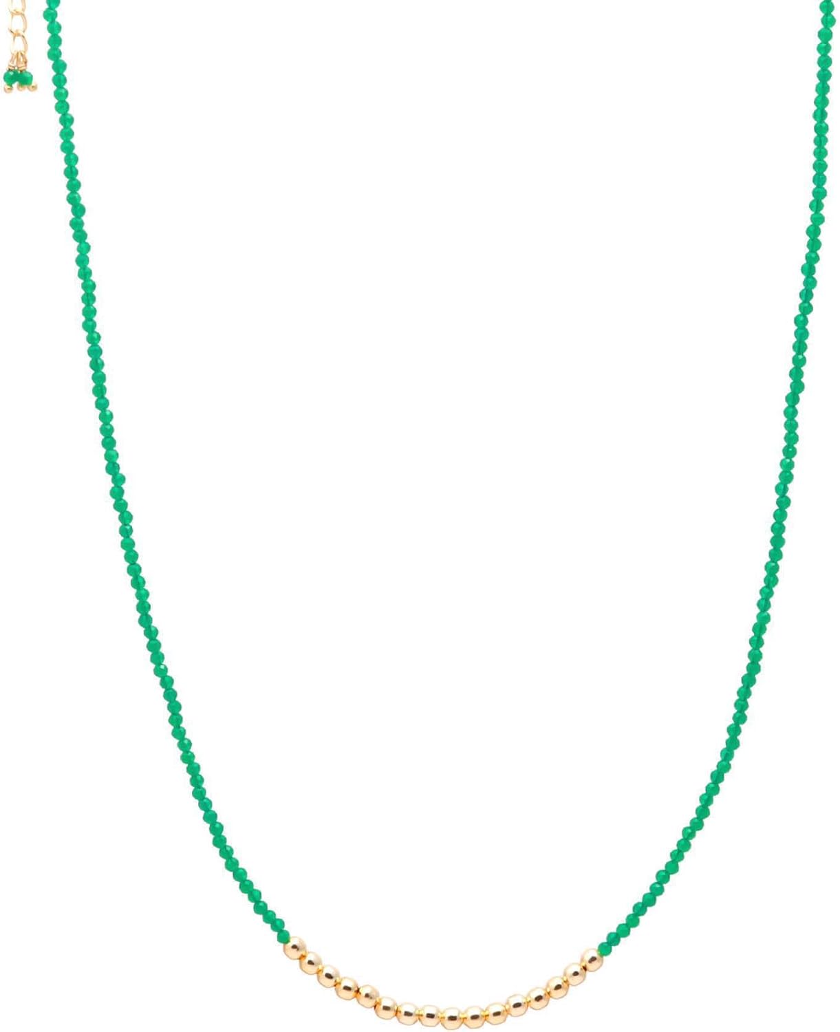 Handmade Natural Gemstone Necklace with Gold Brass Accents