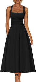 Kaximil Women's Square Neck Corset A Line Maxi Dress - Flattering