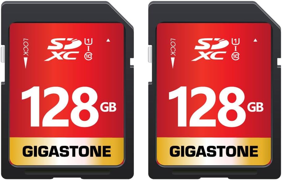 GIGASTONE 128GB SD Card 2-Pack for High Speed Full HD Video