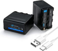 REYTRIC NP-F970 2-Pack Camera Battery - 7800mAh with USB Power Bank