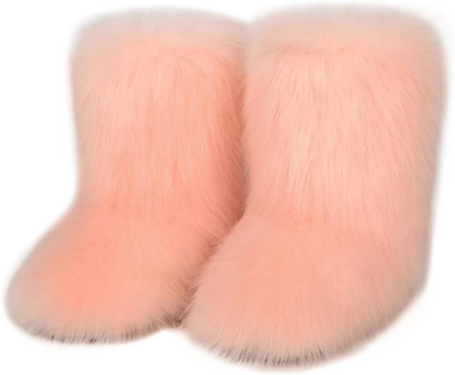 Furry Faux Fur Boots for Women - Cozy Mid Calf Snow Booties