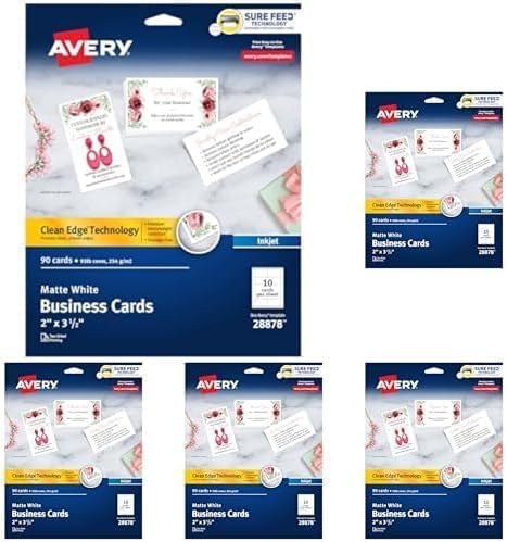 Avery Clean Edge Business Cards for Inkjet Printers - 90 Cards