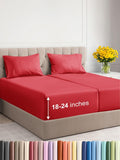 Extra Deep Pocket Split King Sheets - Deep Fit Red Sheets Set