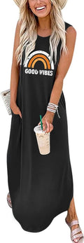 Sleeveless Split Maxi Dress - Lightweight Casual Beach Sundress