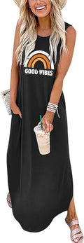 Women's Casual Loose Sundress Sleeveless Split Maxi Dress
