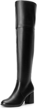 DREAM PAIRS Women's Thigh High Block Heel Over The Knee Boots Shoes