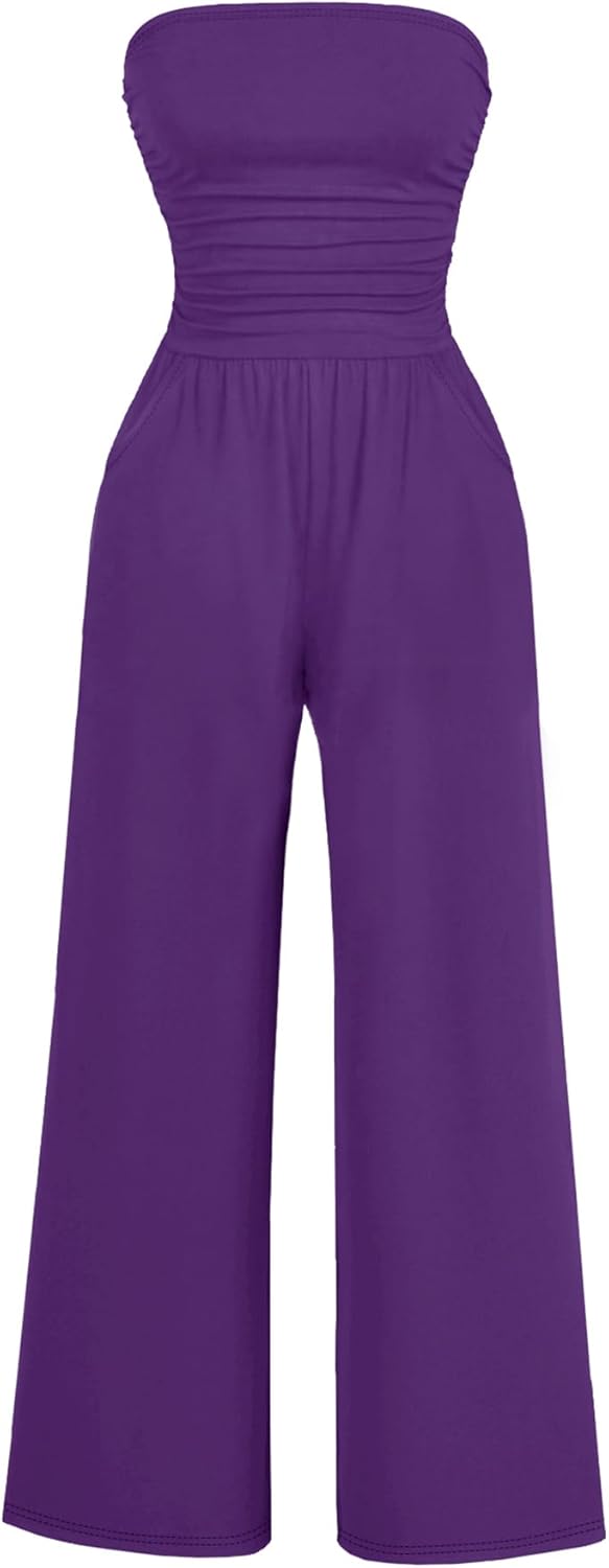 AUXDIO Women's Casual Summer Strapless Jumpsuit for All Occasions