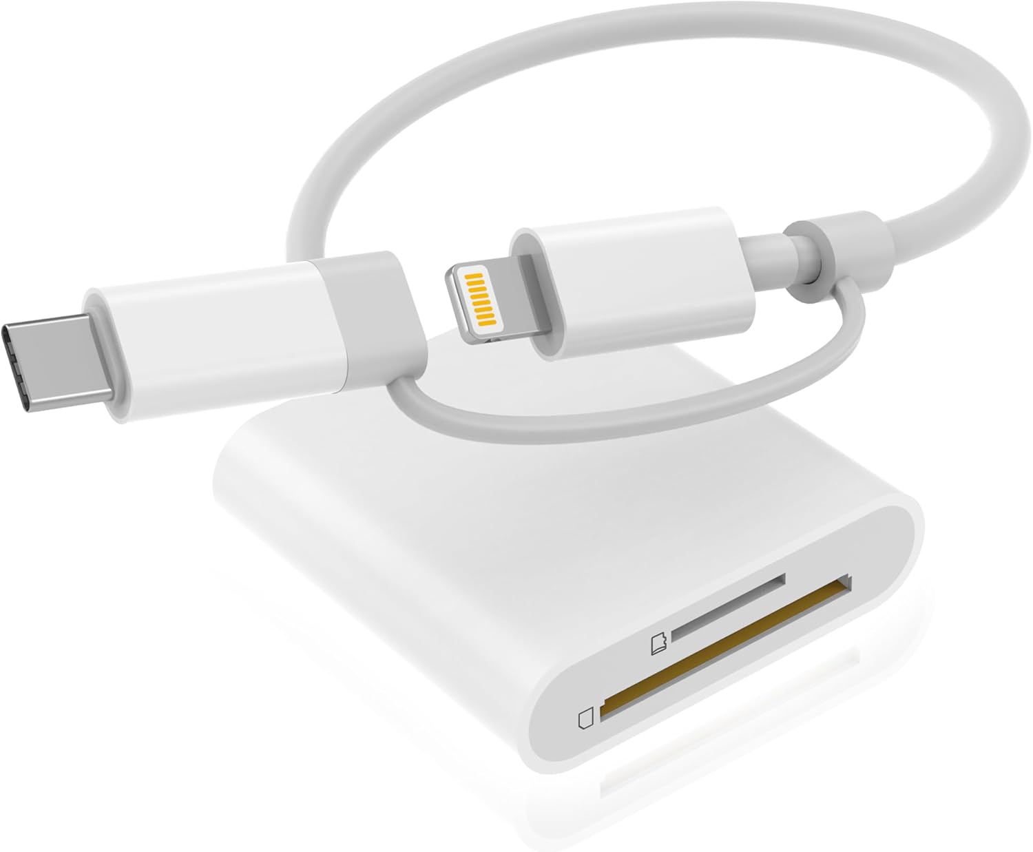 High-Speed Dual Connector SD Card Reader for iPhone iPad - Plug and Play