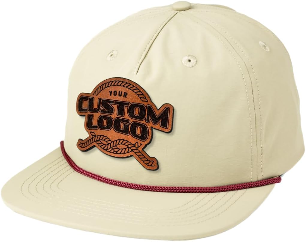 Custom Leather Patch 5 Panel Rope Hat for Business Logo