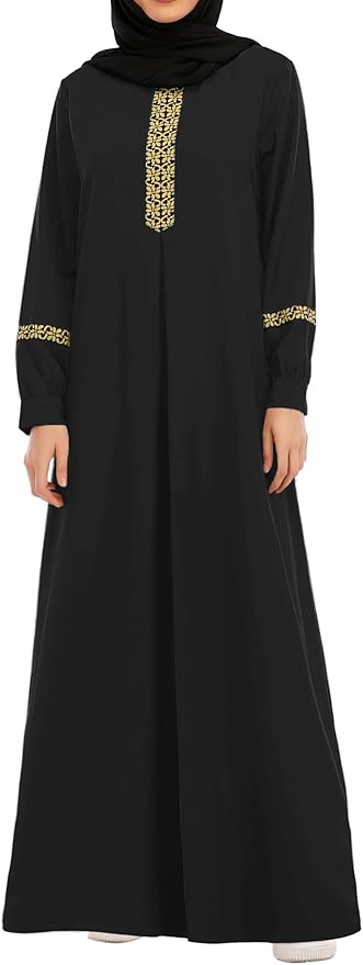 Abetteric Womens Long Sleeve Ethnic Style Zipper Muslim Dresses
