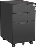Letaya 3 Drawer Mobile File Cabinet with Lock - Under Desk Metal