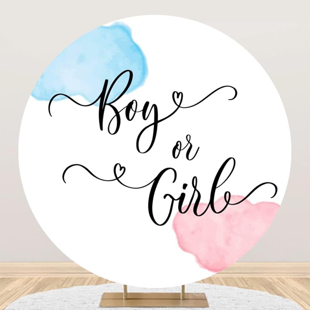 7.2x7.2ft Gender Reveal Round Backdrop for Baby Showers