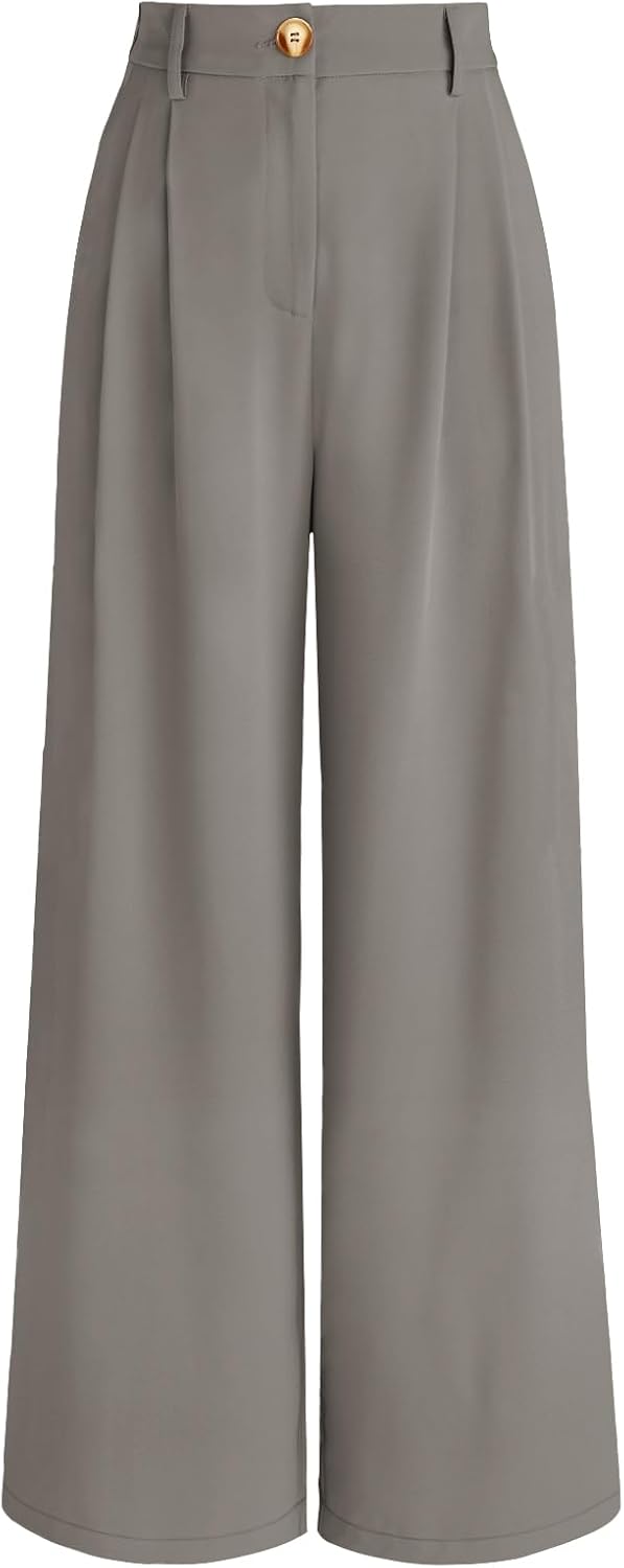 Wide Leg Dress Pants for Women - High Waisted Casual Trousers