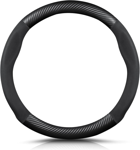 Ergocar Round Shape Carbon Fiber Steering Wheel Cover for Comfort