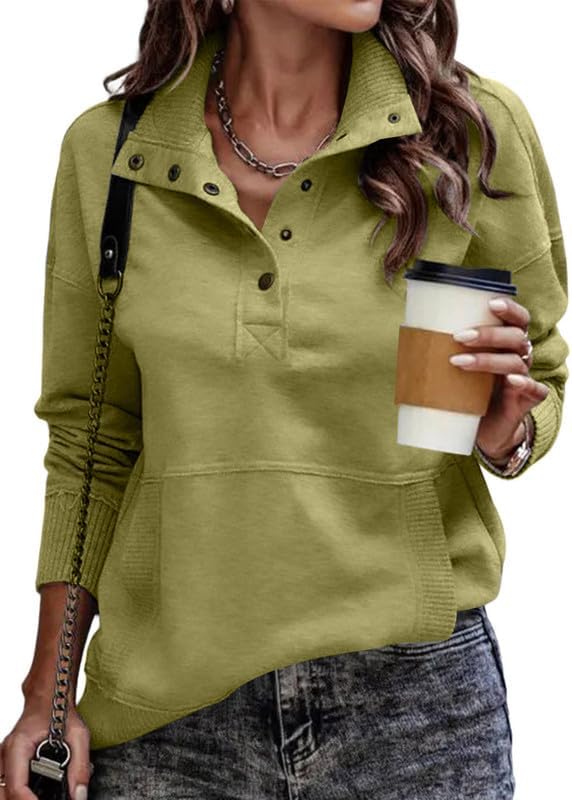 SHEWIN Women's Casual Long Sleeve Stand Neck Sweatshirt