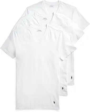 POLO RALPH LAUREN Men's Slim Fit Cotton V-Neck Undershirt 3-Pack
