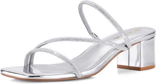 Shoe'N Tale Strappy Heels for Women with Chunky Block Heel
