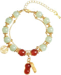 Lucky Jade Bracelet Round Hotan Jade Leaf Bracelet - Feng Shui Luck