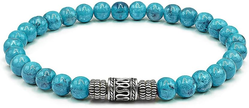 Turquoise Bracelet with Sterling Silver Beads for Men