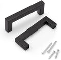 3-1/2 in Black Kitchen Cabinet Pulls 25 Pack - Matte Stainless Steel