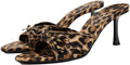 YIYA Leopard Print Mules Heels with Bow - 2.75in Stiletto Party Shoe