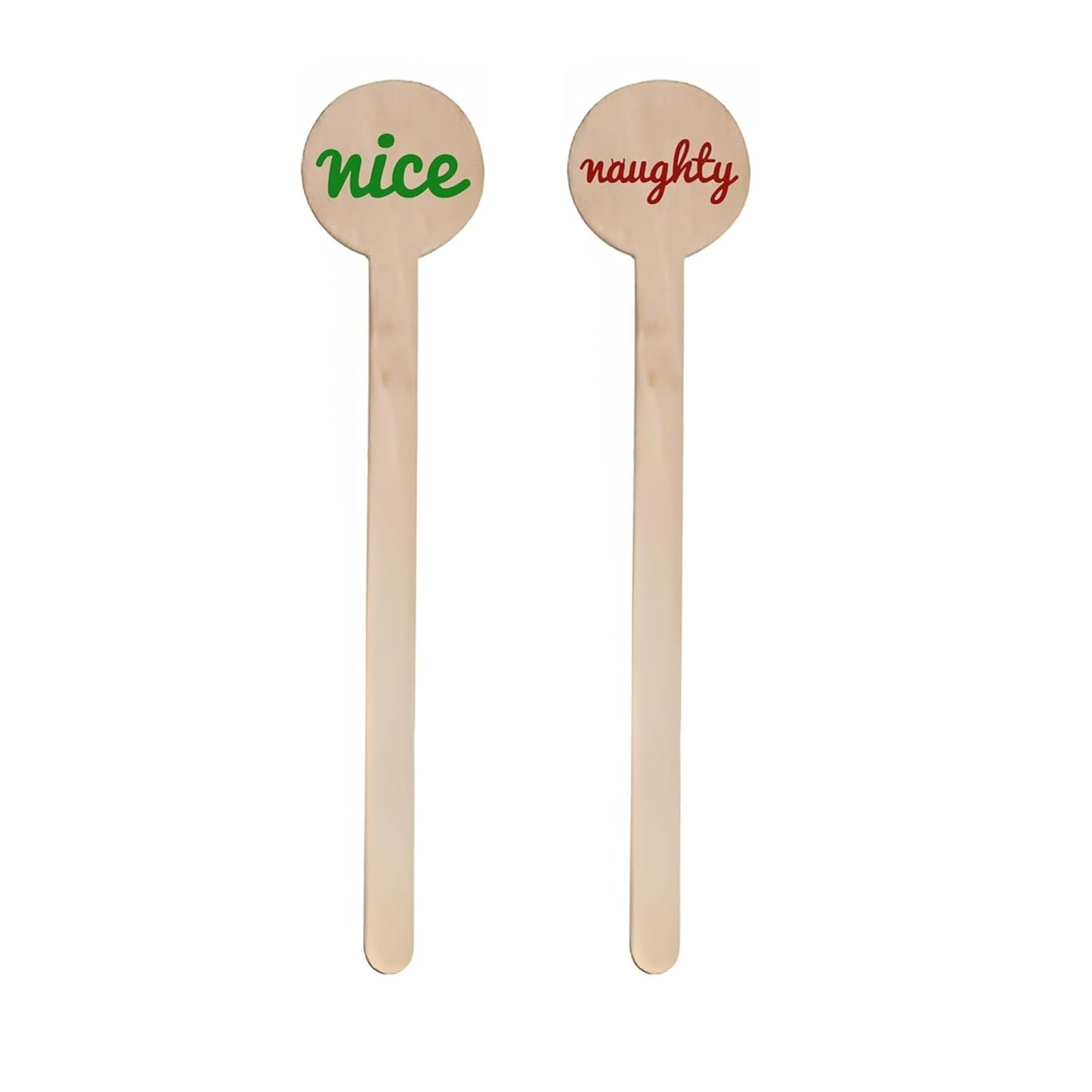 Naughty or Nice Wooden Drink Stirrers - Pack of 50