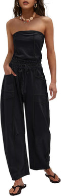Womens Casual Strapless Jumpsuits - Off the Shoulder Summer Romper