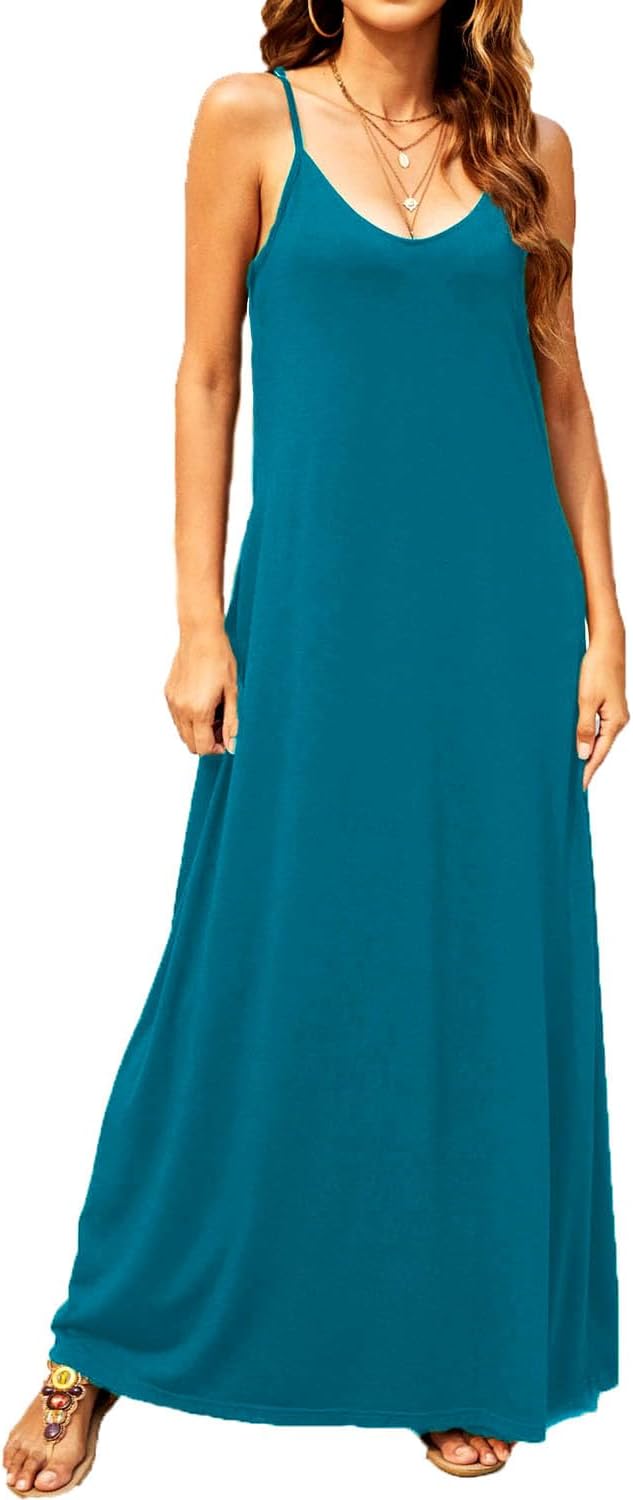 Supnier Women's Summer Maxi Dress with Pockets for Comfort