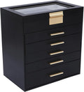 BOOVO Jewelry Box for Women Clear Black 6 Layer - Large Organizer