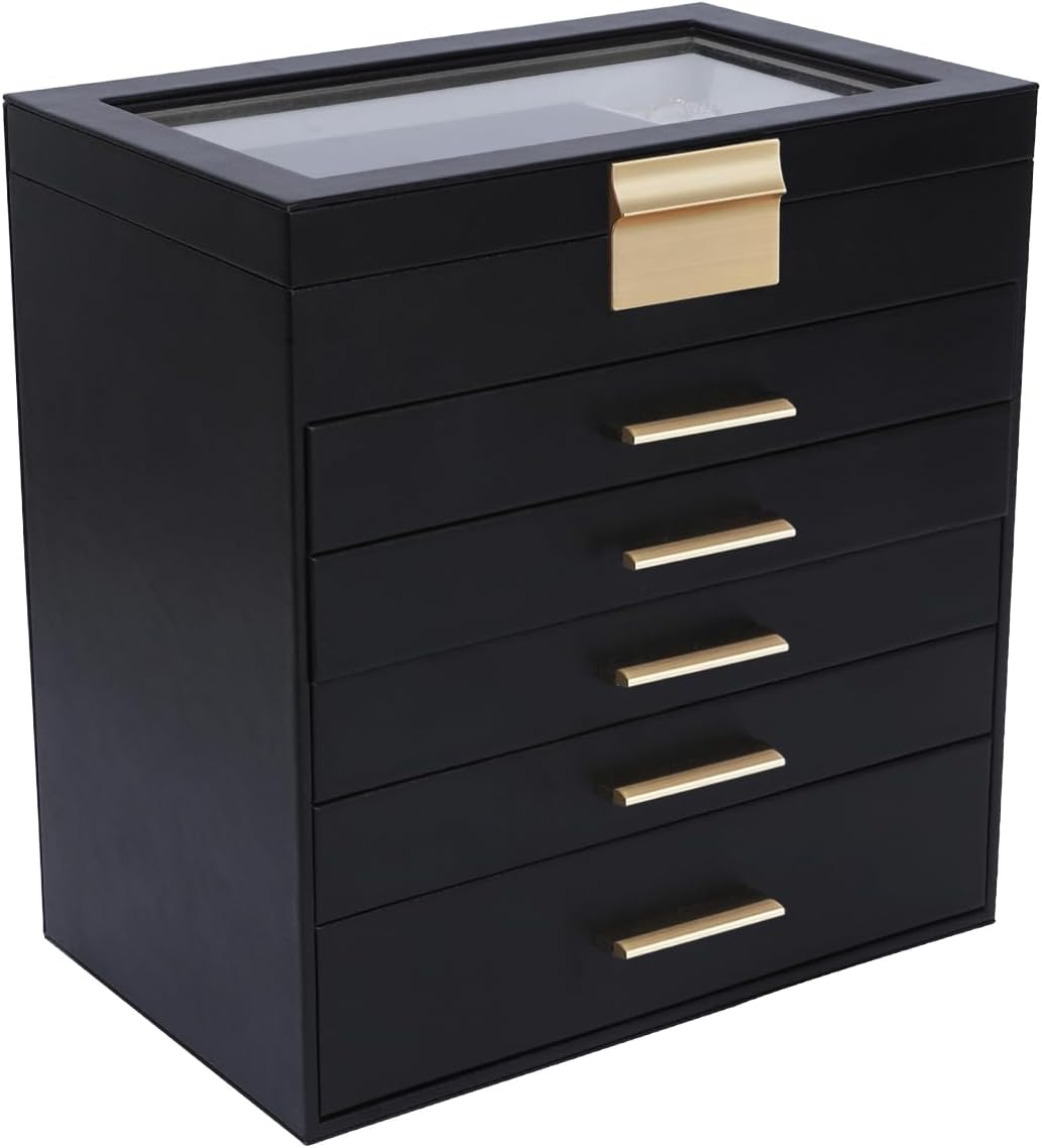 BOOVO Jewelry Box for Women - Elegant 6 Layer Organizer