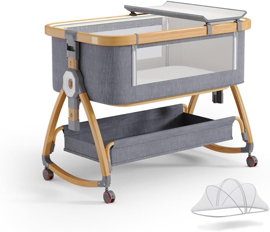 4 in 1 Portable Baby Bassinet with Adjustable Height and Wheels