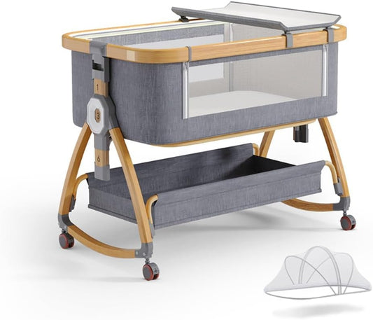 4 in 1 Portable Baby Bassinet with Adjustable Height and Wheels