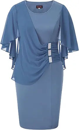 Hanna Nikole Women's Plus Size Chiffon Ruffle Dress for Elegance