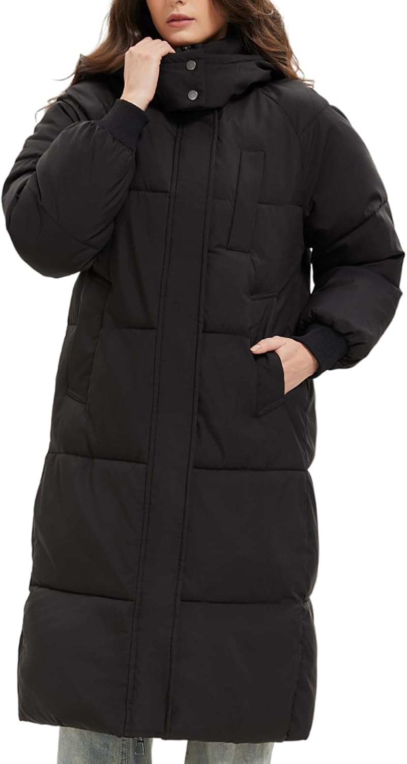 Long Puffer Jacket for Women - Thickened Winter Coat with Hood