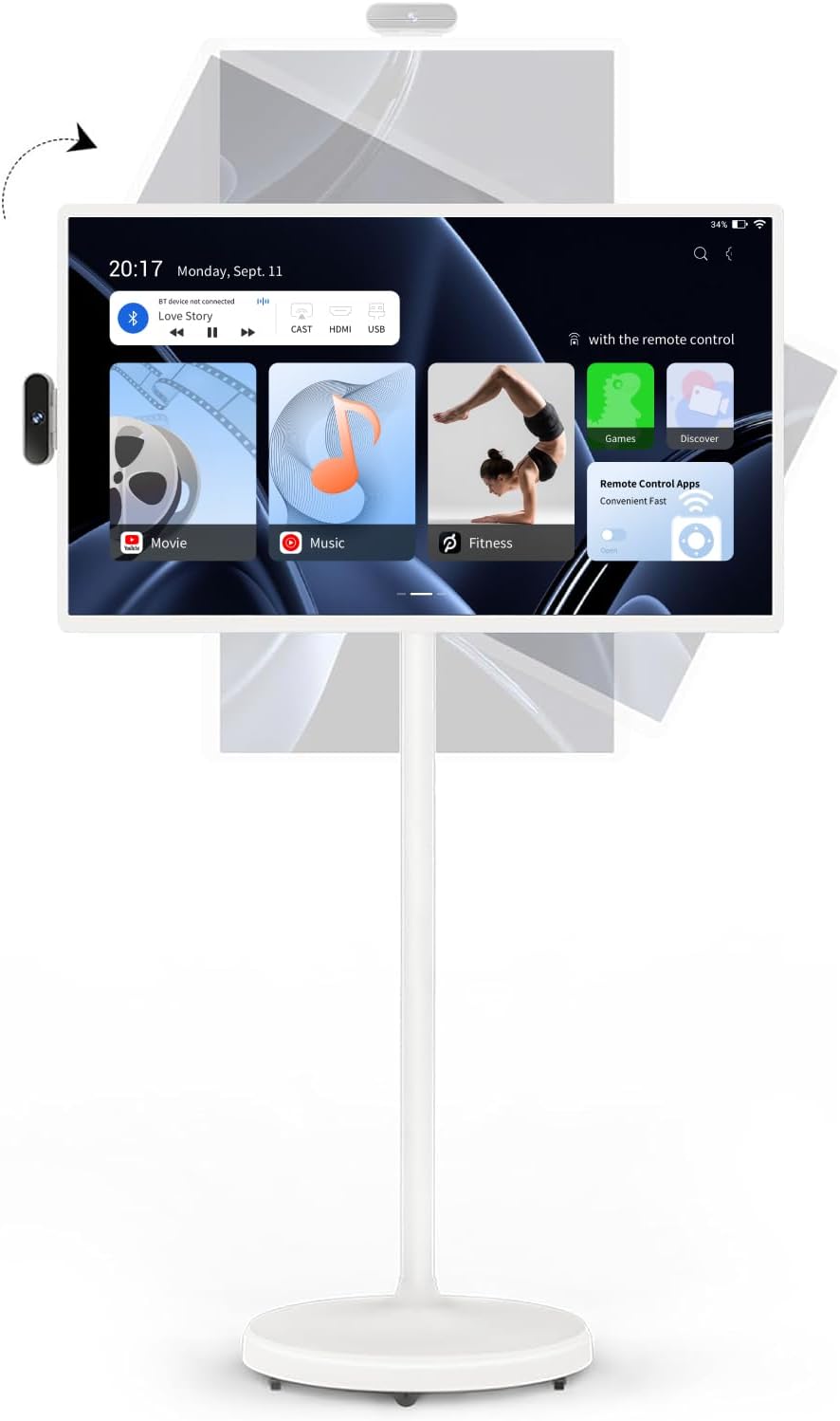 Portable FHD Smart TV on Wheels - Rotatable Touch Screen