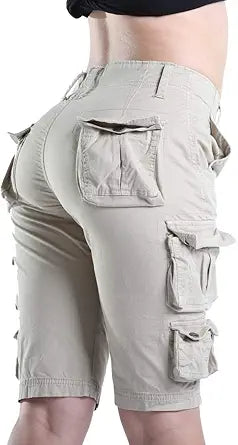 FOURSTEEDS Women's Cotton Loose Fit Cargo Shorts for Summer