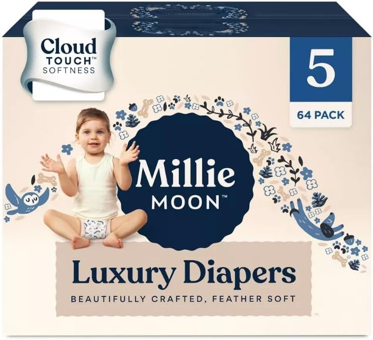 Millie Moon Luxury Diapers Size 5 for Growing Toddlers 64 Count