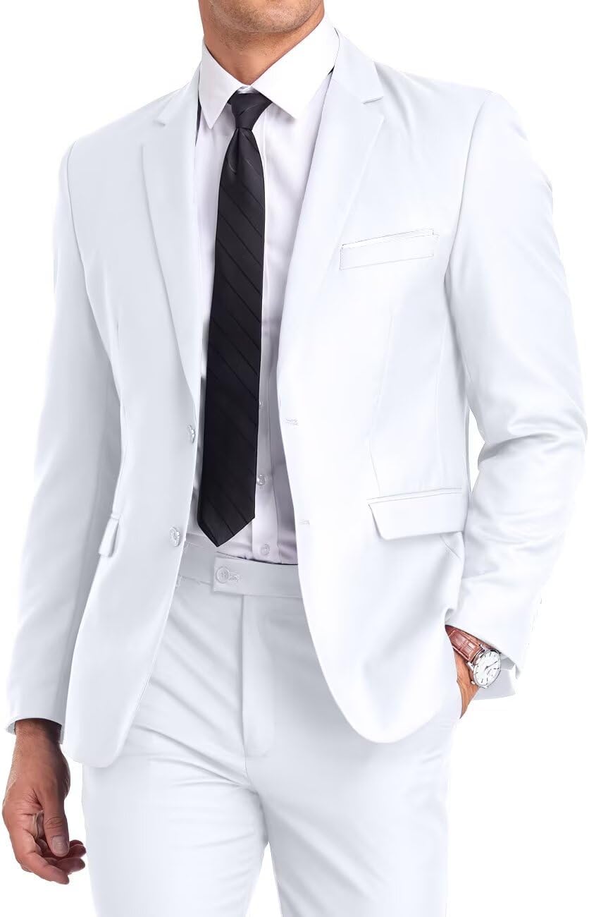 Fxzpiodi Mens Suit Slim Fit 2 Piece Tuxedo for Weddings and Prom