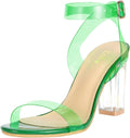 Clear Block Sandals Chunky Heels for Women 3.35 in - Adjustable Ankle