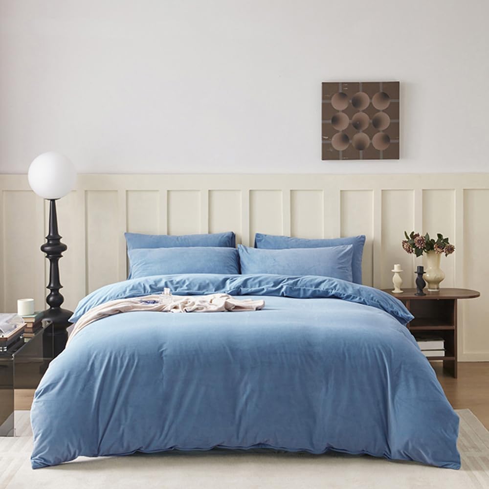 Blue Fluffy King Size Comforter Set for Cozy Bedding Experience