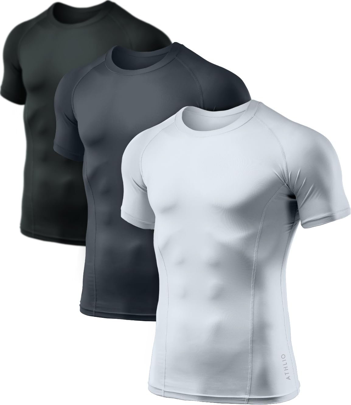ATHLIO Men's Cool Dry Compression Shirts for Active Workouts